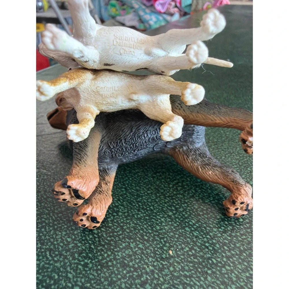 Safari Ltd Dog Toy Figurine Lot Rottweiler Doberman Dalmatian Boxer 7pc Set